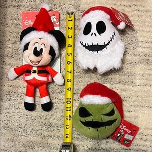 Three big dog toys Disney Nightmare before Christmas and Mickey Mouse